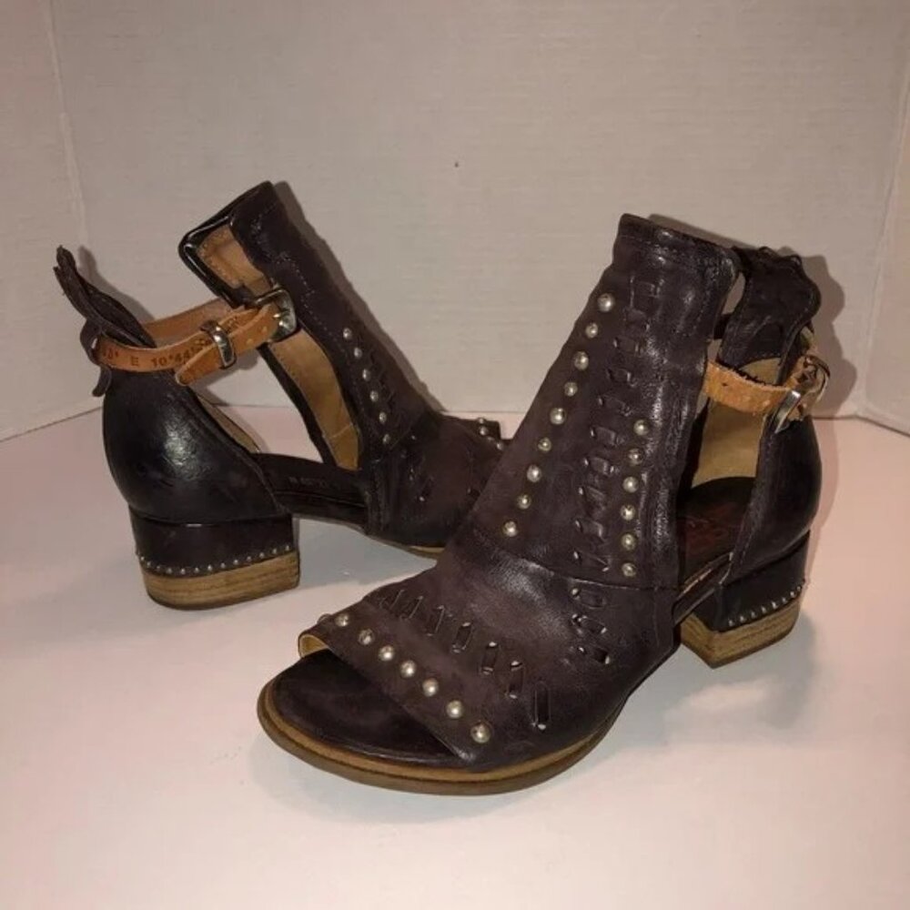 A.S.98 x Free People Brown Studded Nora Fair Winds Cage Sandals Shoes sz 36